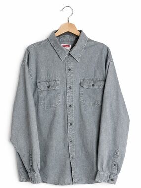 Wrangler Comfort Flex Button Front Shirt Men’s XL Gray Long Sleeve Stretch